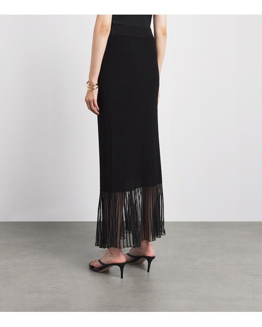 Claudie Pierlot Black Rib-Knit Maxi Skirt