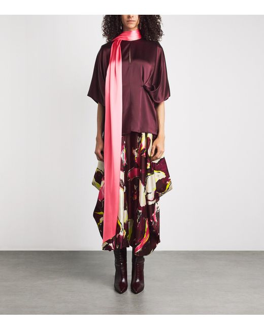 Roksanda Red Tie-Neck Satin Luma Blouse