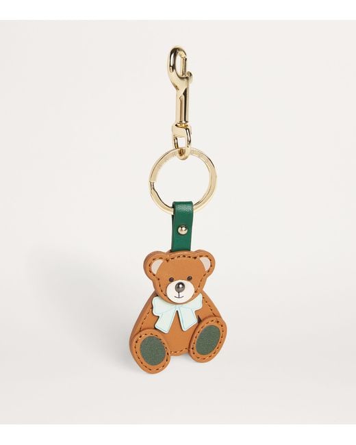 Harrods Metallic Leather Keyring Bear