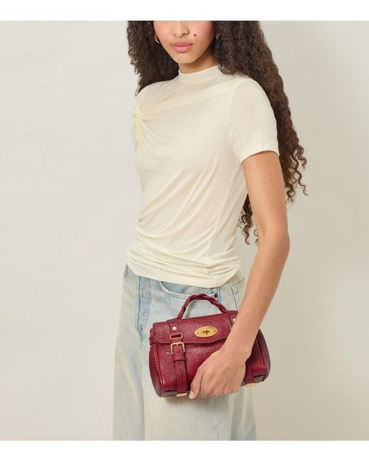 Mulberry Red Mini Leather Snake Print Alexa Cross-Body Bag