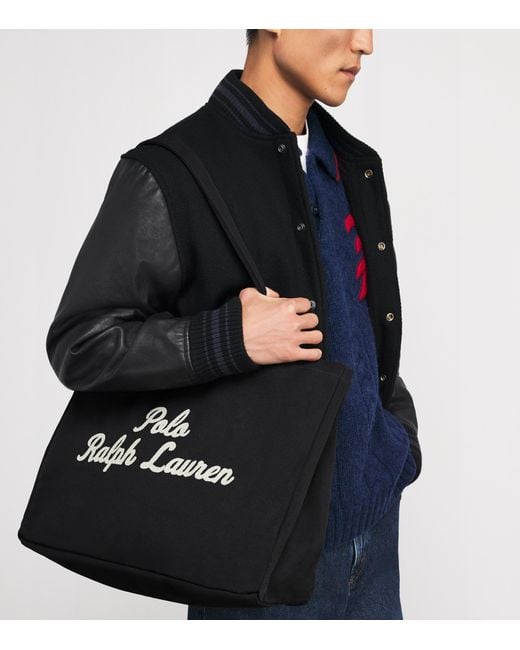 Polo Ralph Lauren Black Cotton Logo Tote Bag for men