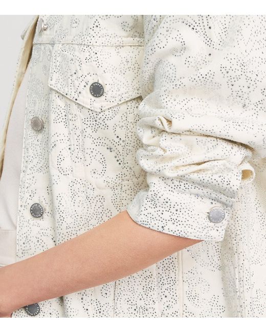 Alice + Olivia White Embellished Jeff Denim Jacket