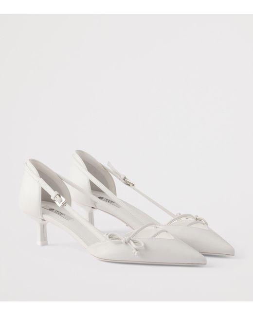 Prada White Leather Open-Side Pumps 45