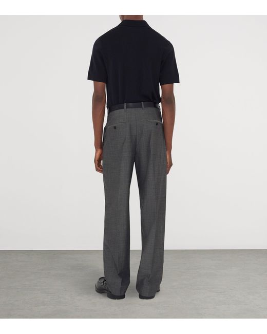 Burberry Black Wool Check-Detail Polo Shirt for men