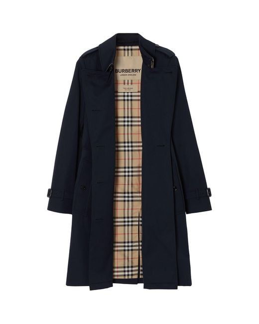 Burberry Blue Gabardine Chelsea Heritage Trench Coat