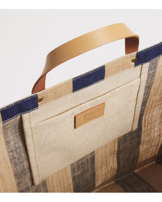 Harrods Blue Large Canvas Stripe Knightsbridge Shopper Bag