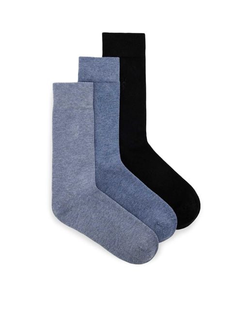 AllSaints Blue Organic Cotton-Blend Ramskull Adan Socks for men