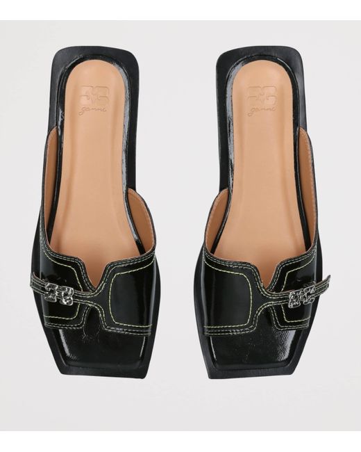 Ganni Black Patent Butterfly Flat Sandals