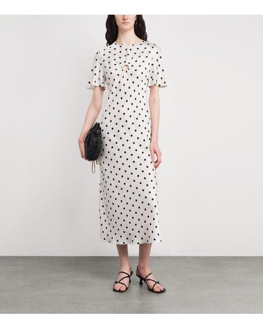Claudie Pierlot White Satin Polka-Dot Maxi Dress