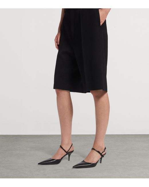 Balenciaga Black Leather Avenue Bow Slingback Pumps 70