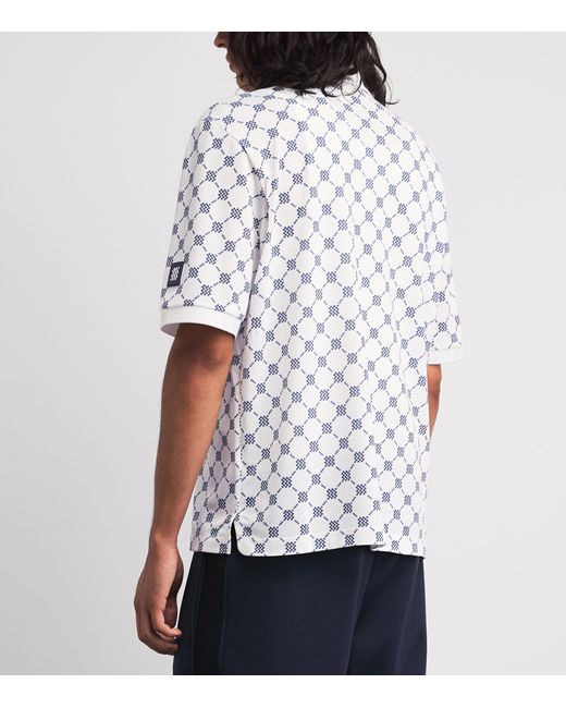Manors White Piqué Monogram Goat Polo Shirt for men