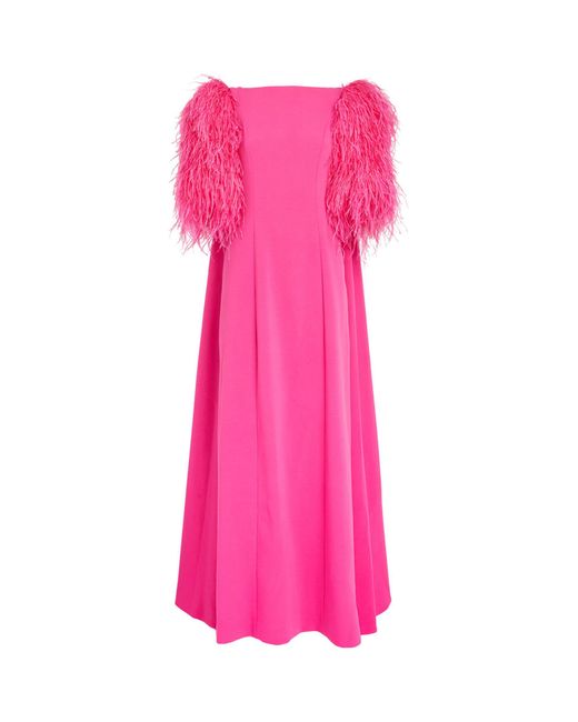Huishan Zhang Pink Exclusive Feather-trim Hortense Gown