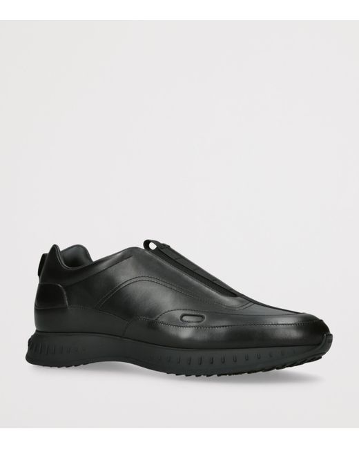 John Lobb Black Leather Stream Laced Sneakers for men