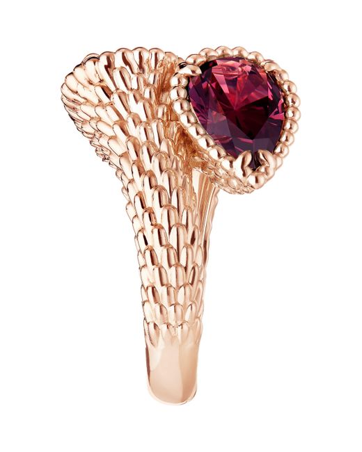 Boucheron Red Small Rose And Garnet Serpent Bohème Two-Stone Motif Ring
