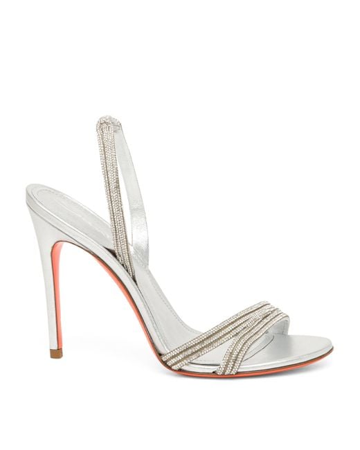 Santoni White Leather Justine Slingback Heels 105