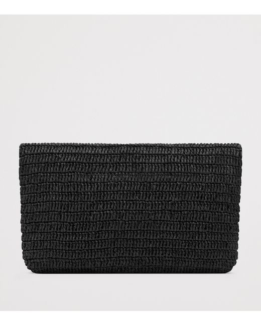 Saint Laurent Black Raffia Cassandre Envelope Pouch