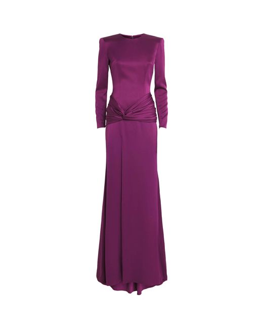 Alex Perry Purple Satin Crêpe Gown