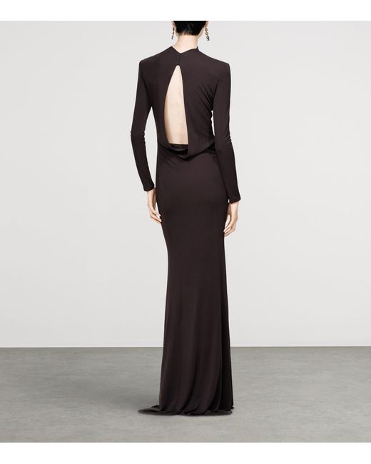 Tom Ford Purple Knitted Back Cut-Out Maxi Dress