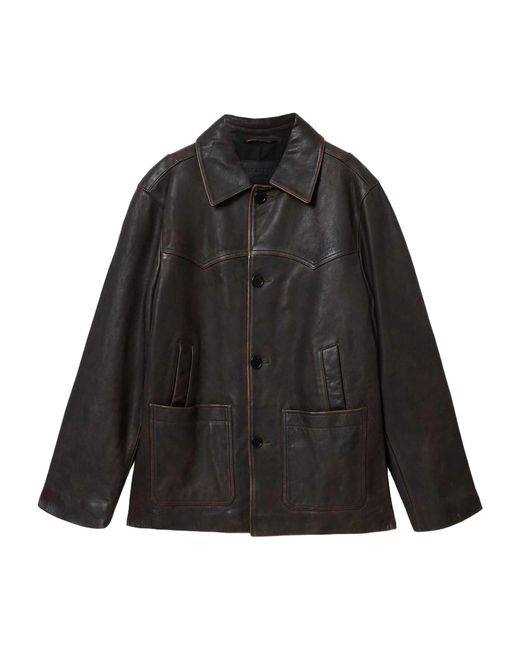 AllSaints Black Hartwell Leather Jacket for men