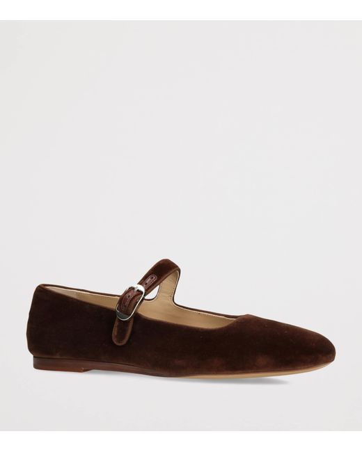 Le Monde Beryl Velvet Mary Jane Ballet Flats in Brown | Lyst
