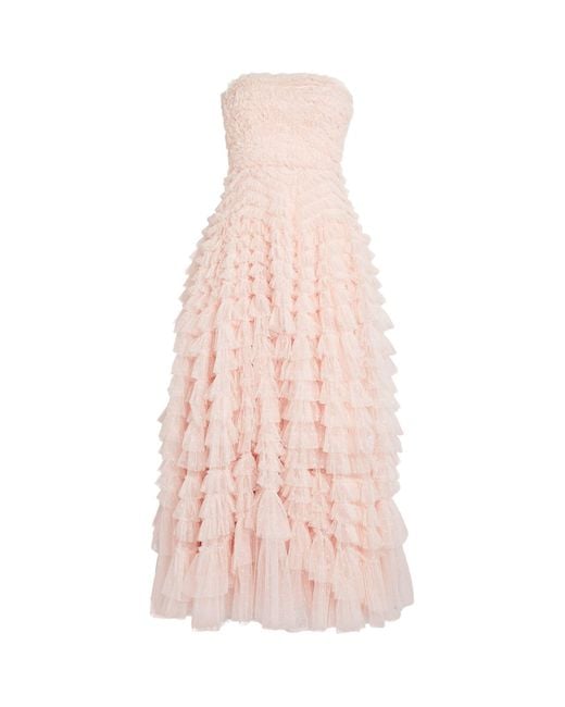 Needle & Thread Pink Ruffled Hattie Maxi Dress