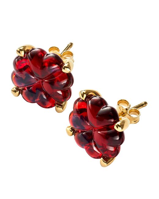 Baccarat Red Gold Vermeil And Crystal Trèfle Iridescent Stud Earrings