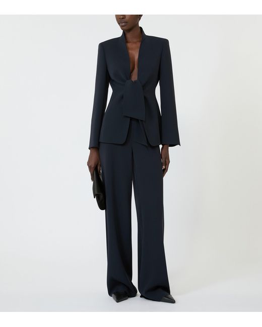Max Mara Blue Cady Wide-Leg Trousers