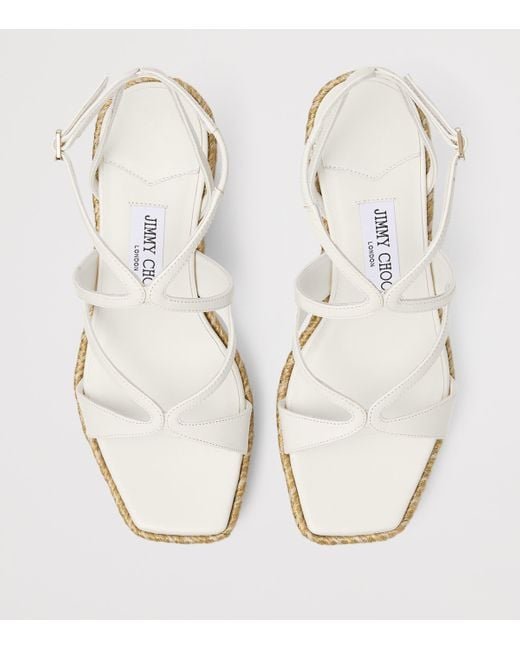Jimmy Choo Metallic Ayla 85 Leather Wedge Sandals