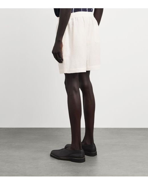 Commas White Linen Drawstring Shorts for men