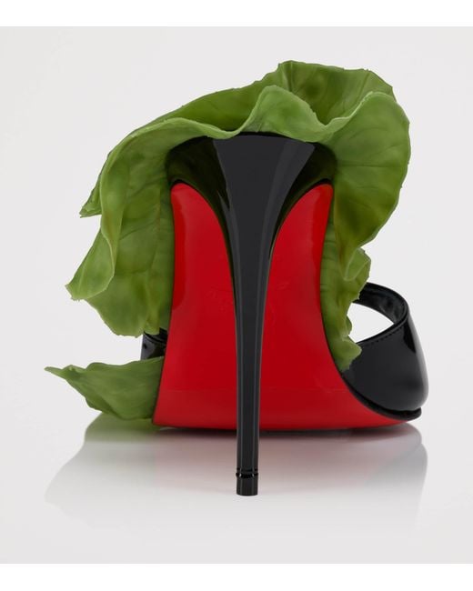 Christian Louboutin Green Einsnail On The Feet Patent Leather Mules 100
