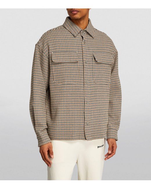 Palm Angels Brown Cotton Check Overshirt for men