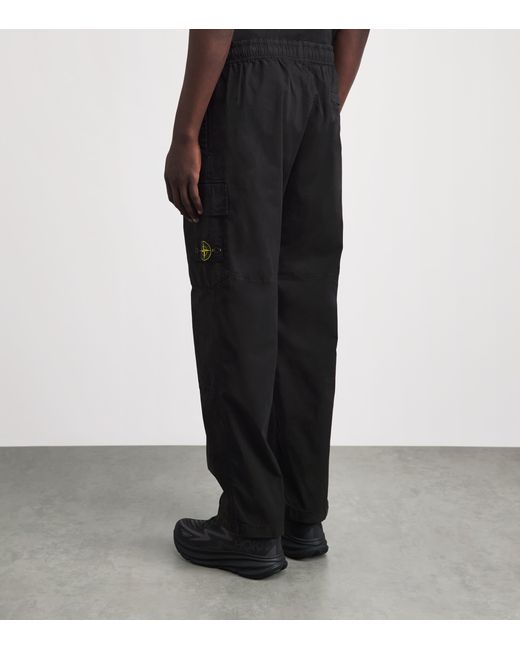 Stone Island Black Stretch Organic Cotton Cargo Trousers for men