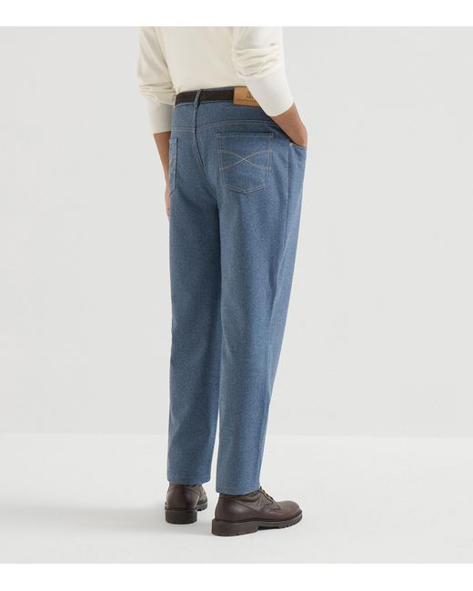 Brunello Cucinelli Blue Virgin Wool Slim Trousers for men