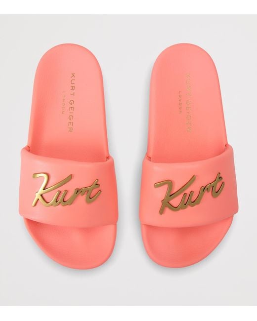 Kurt Geiger Pink Meena Logo Slides