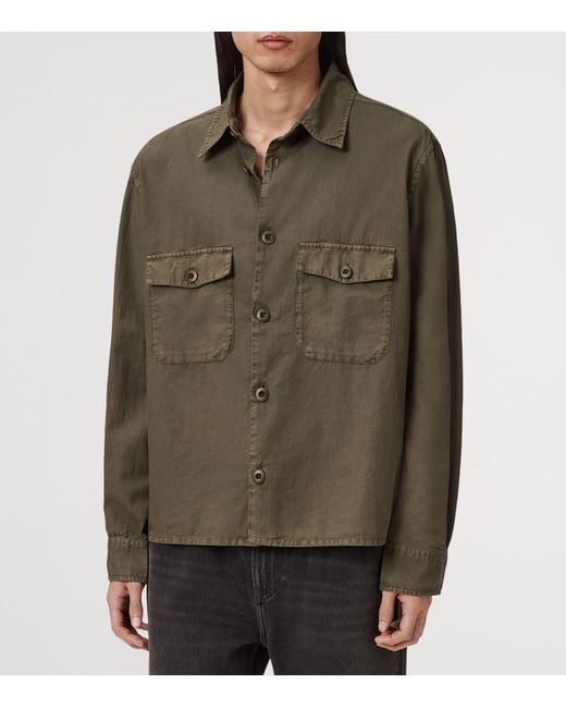 AllSaints Green Organic Cotton Strand Shirt for men