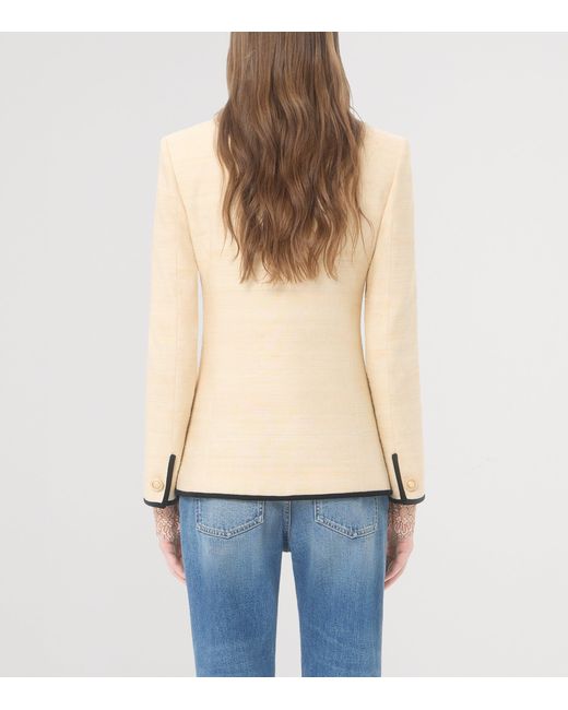 Valentino Natural Silk-Linen Collarless Blazer