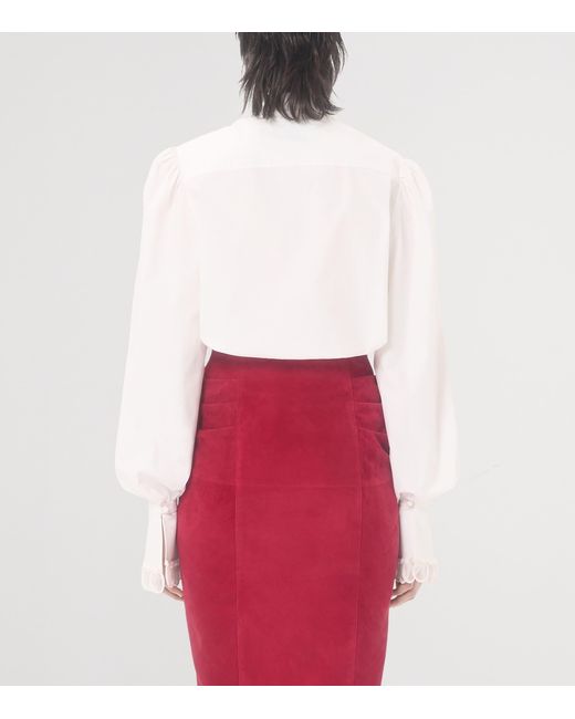Valentino White Cotton Scalloped-Cuff Shirt