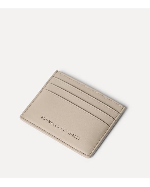 Brunello Cucinelli Natural Leather Logo Card Holder