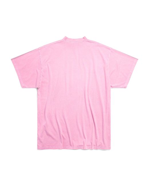 Balenciaga Pink Oversized Paris Moon T-shirt for men