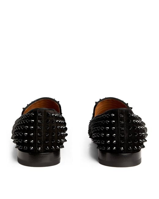 Christian Louboutin Black Dandelion Spikes Flat Veau Velour Loafers for men