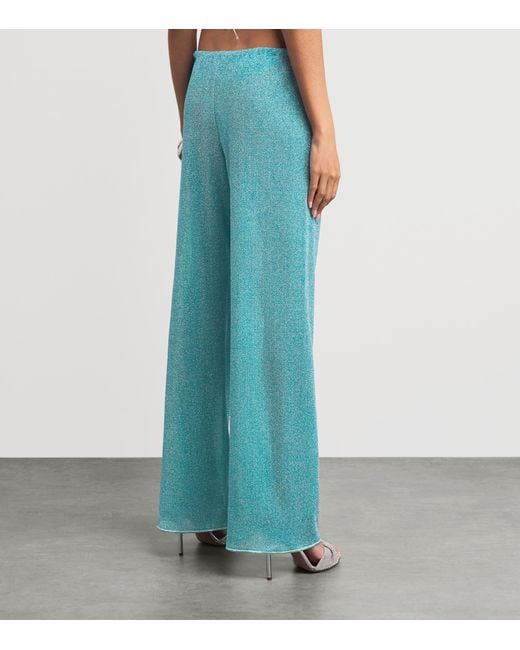 Oseree Blue Metallic Lumière Wide-Leg Trousers