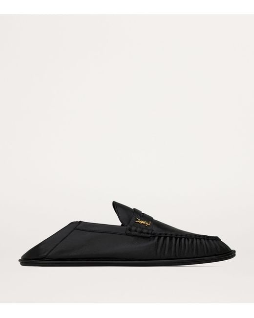 Saint Laurent Black Mocassins With Gathered Effect for men