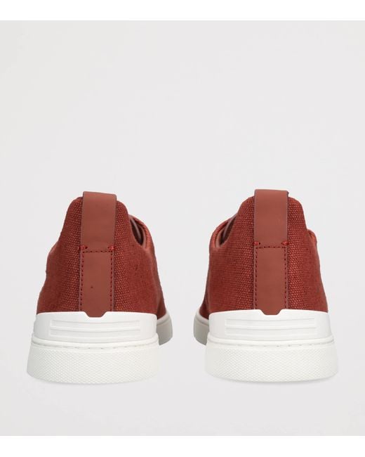 Zegna Red Cotton-Linen Triple Stitch Sneakers for men