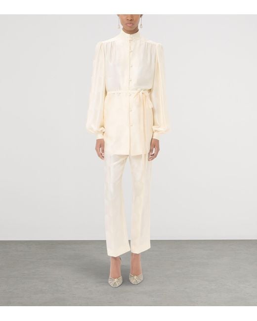 Valentino White Silk Tie Shirt
