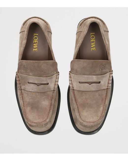 Loewe Brown Suede Bobine Loafers for men