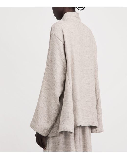 Eskandar Natural Linen-Blend Tweed Caucasus Jacket