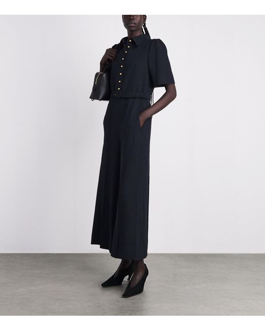 ME+EM Blue Cropped Wide-Leg Jumpsuit