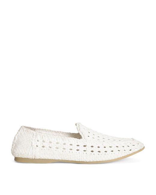 Dolce & Gabbana White Woven Loafers