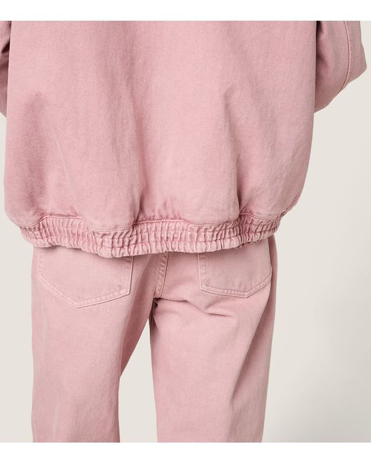 Miu Miu Pink Logo Padded Denim Jacket