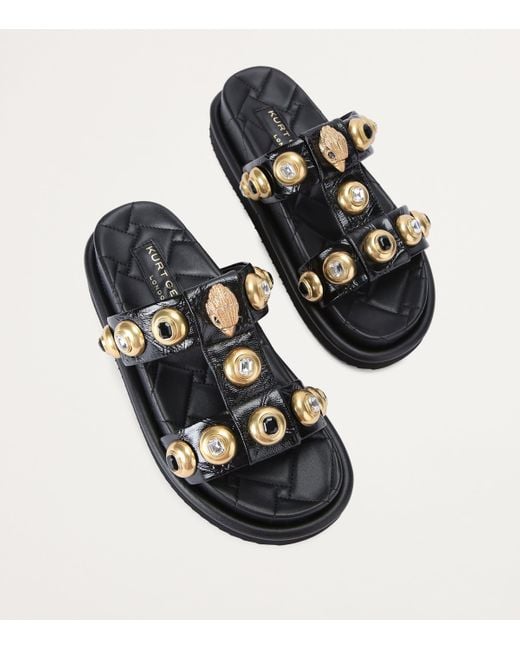 Kurt Geiger Black Leather Slides Orson